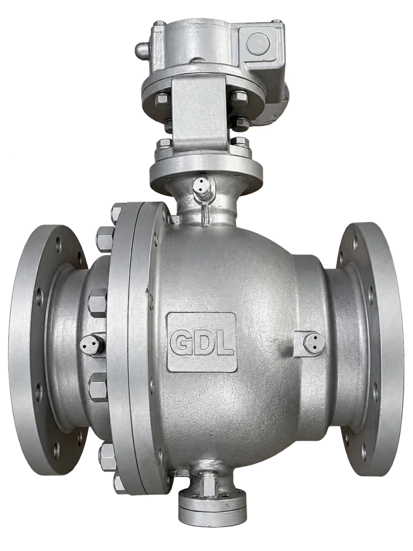 Válvula esfera trunnion flangeada com redutor